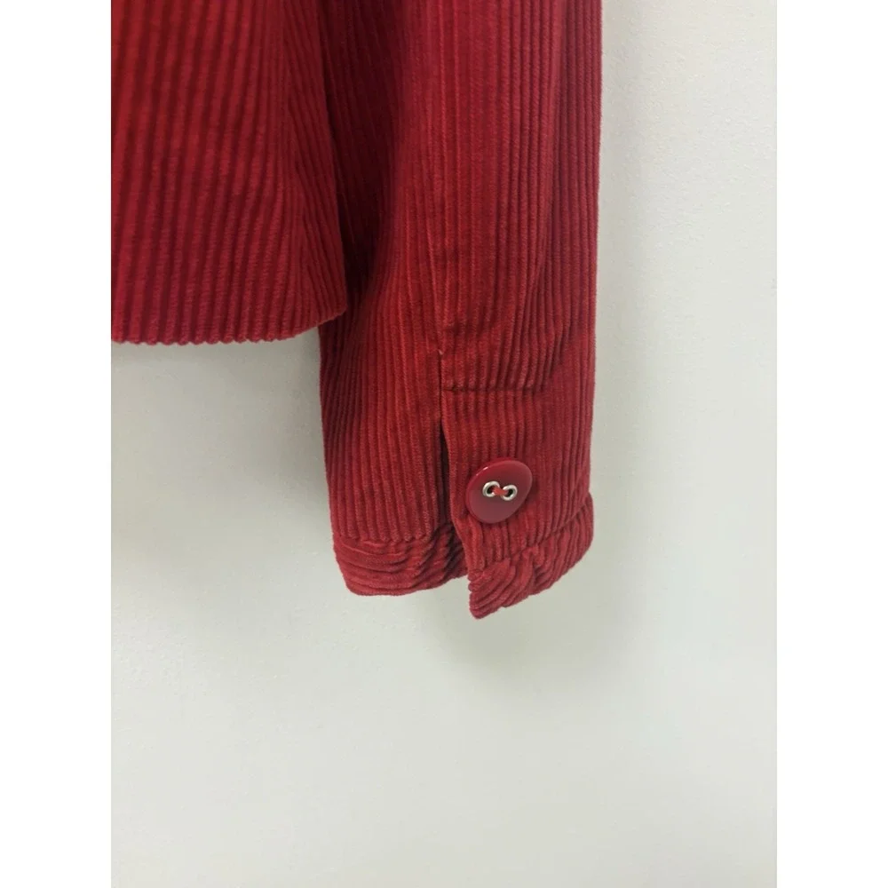 Size 6 Anthropologie Elevenses Jacket Blazer Red Corduroy Peplum